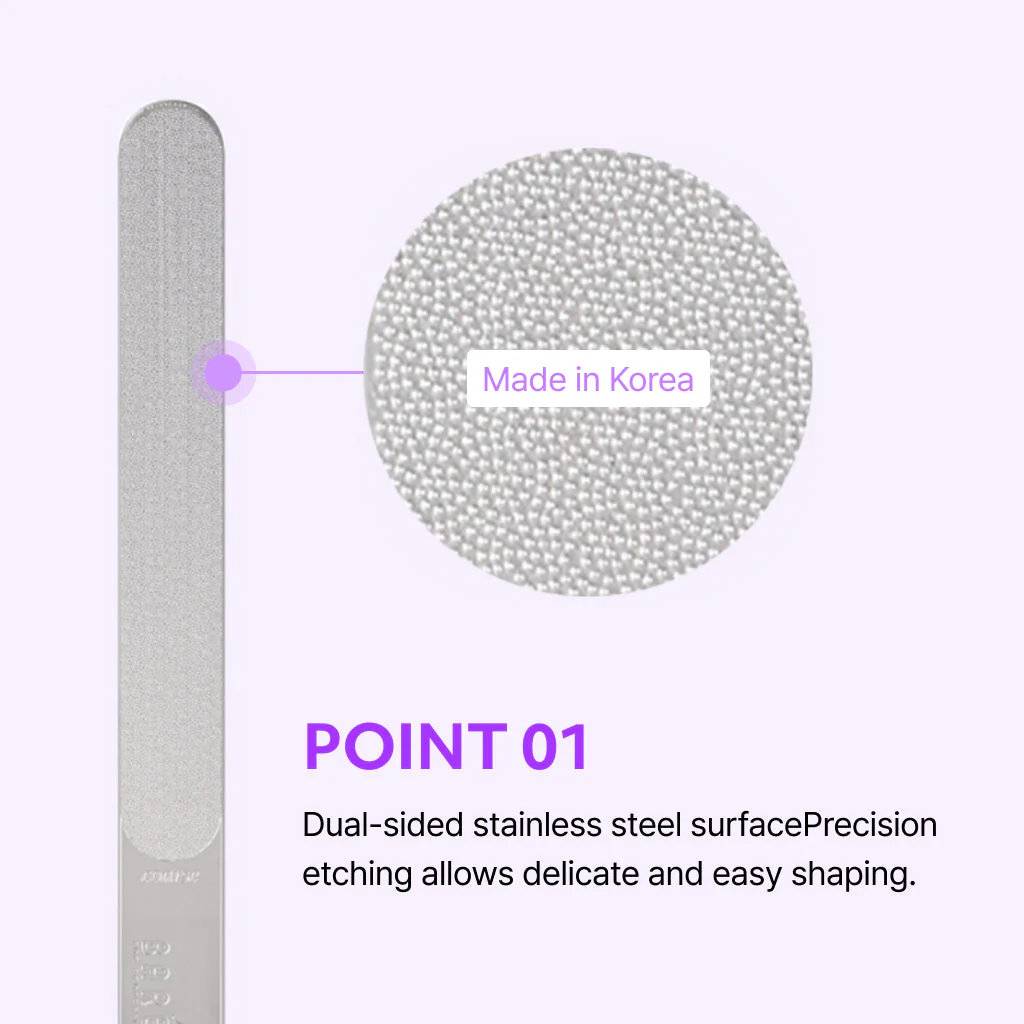 Baren Double Sided Stainless Steel Nail File For Natural Nails - Image 3