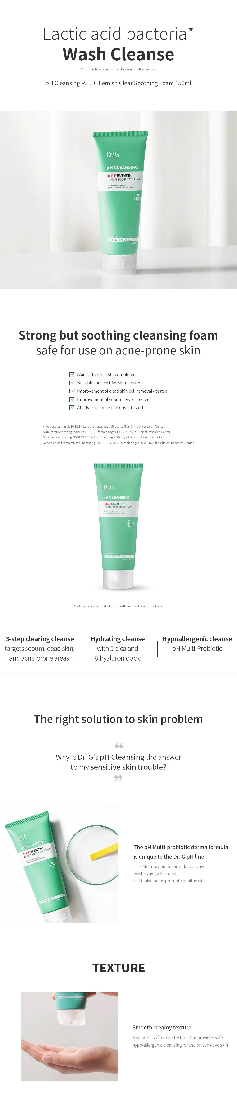 Dr.G R.E.D Blemish Clear Soothing Foam 150ml - Image 4