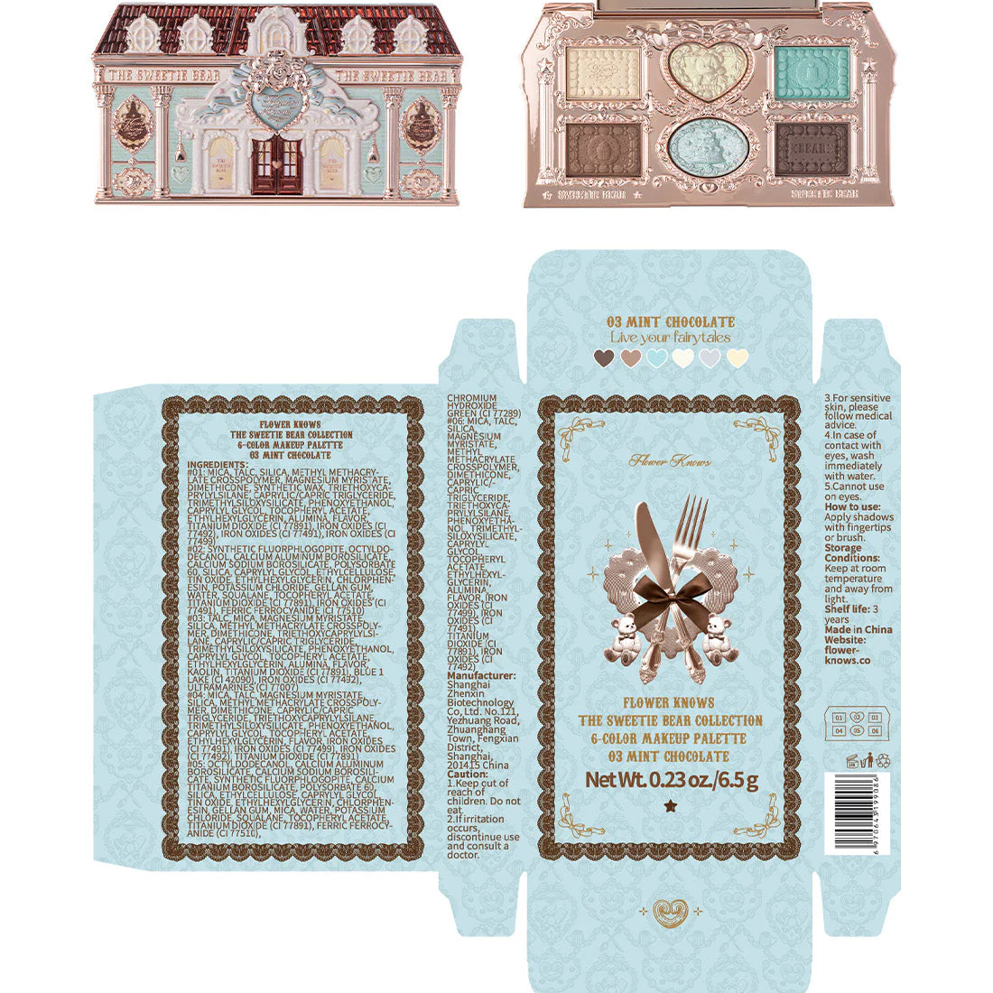 Flower Knows The Sweetie Bear Collection 6-Color Makeup Palette - Image 9