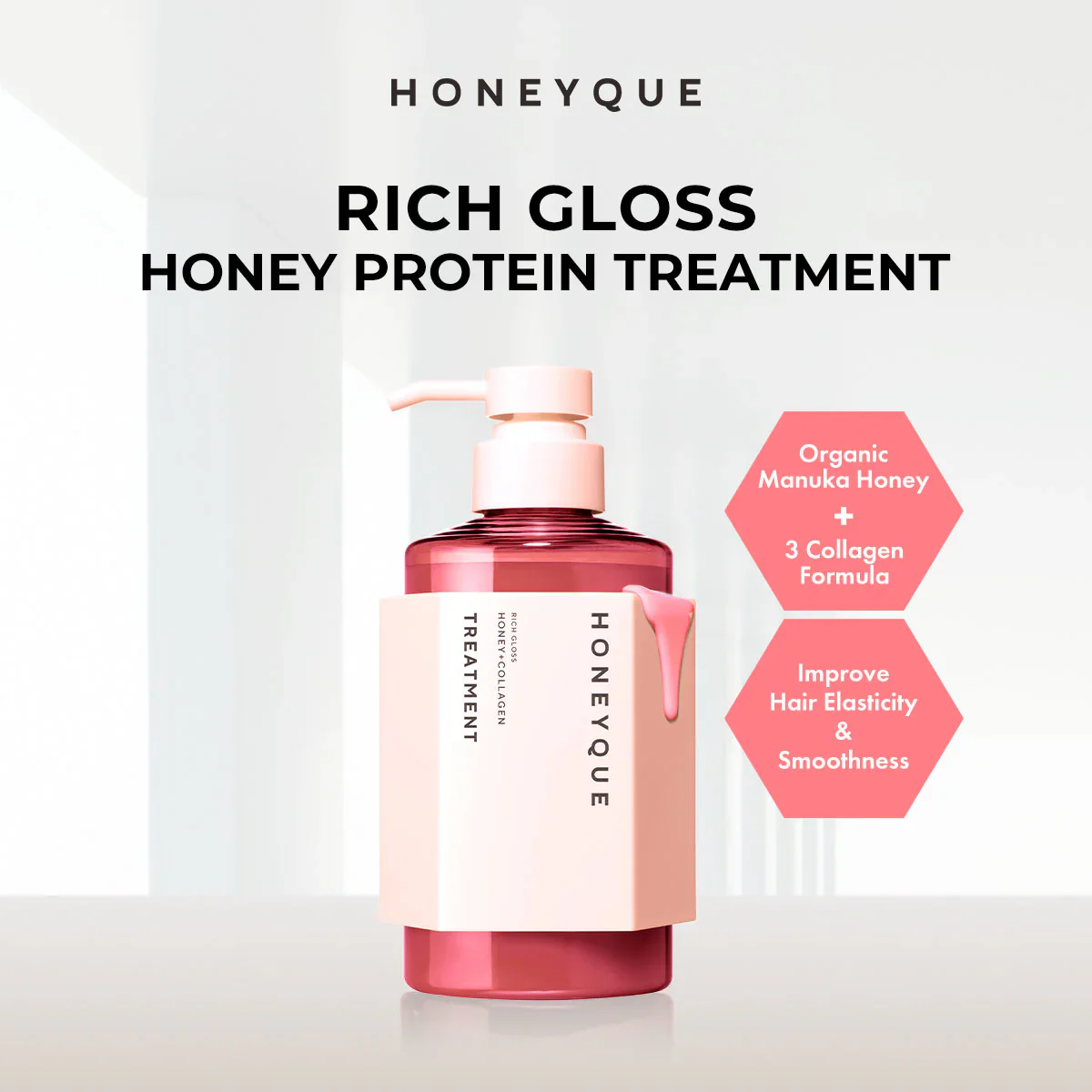 Honeyque Rich Gloss Honey + Collagen 450ml - Image 3