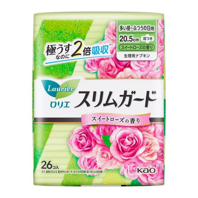 Kao Laurier Slim Guard Sweet Rose Scent Day Pads With Wings 20.5cm 26pcs - Image 2
