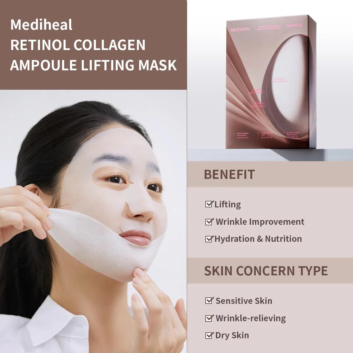 Mediheal Retinol Collagen Ampoule Lifting Mask 1Pc - Image 3