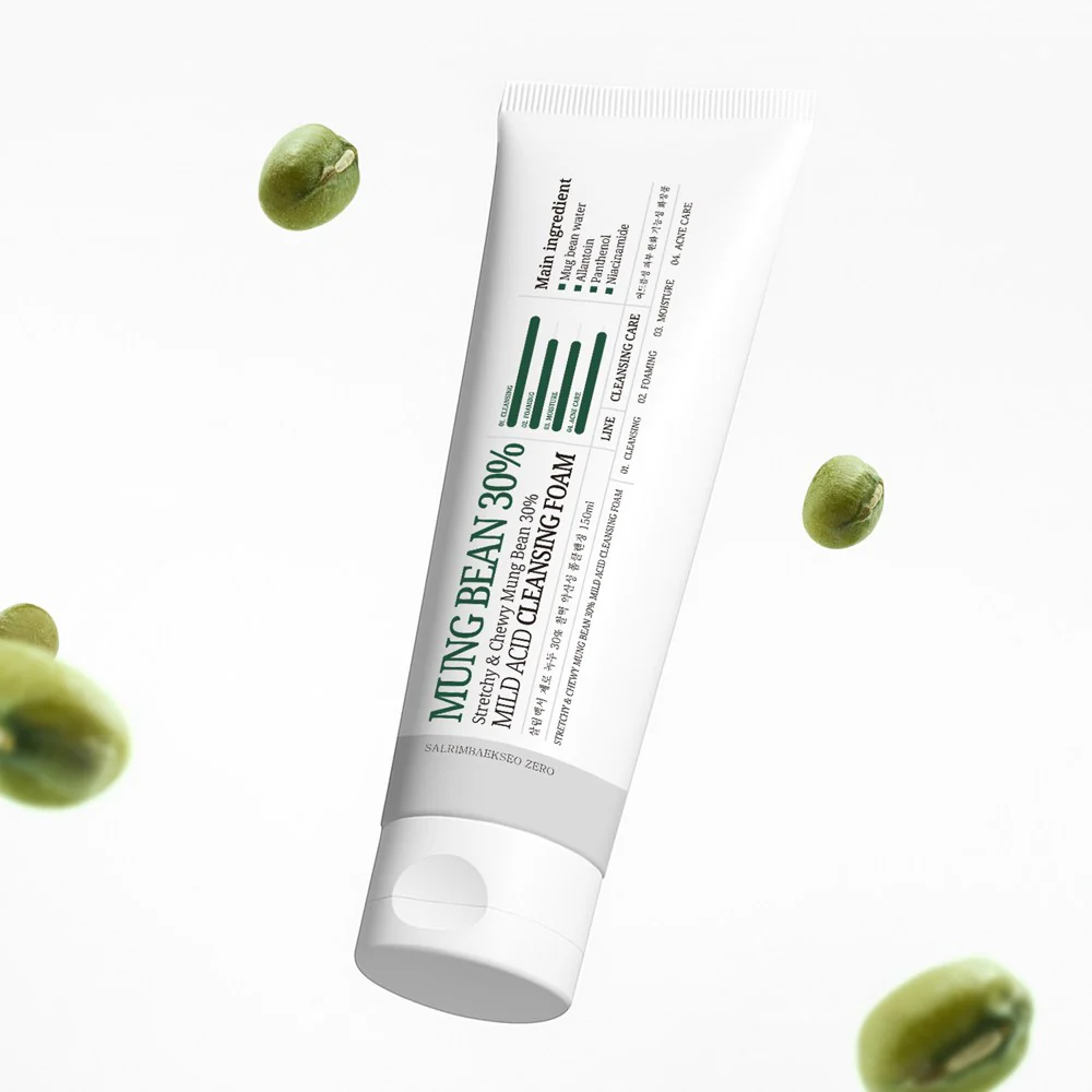 SALRIMBAEKSEO ZERO Mung Bean 30% Mild Acid Cleansing Foam 150ml - Image 4