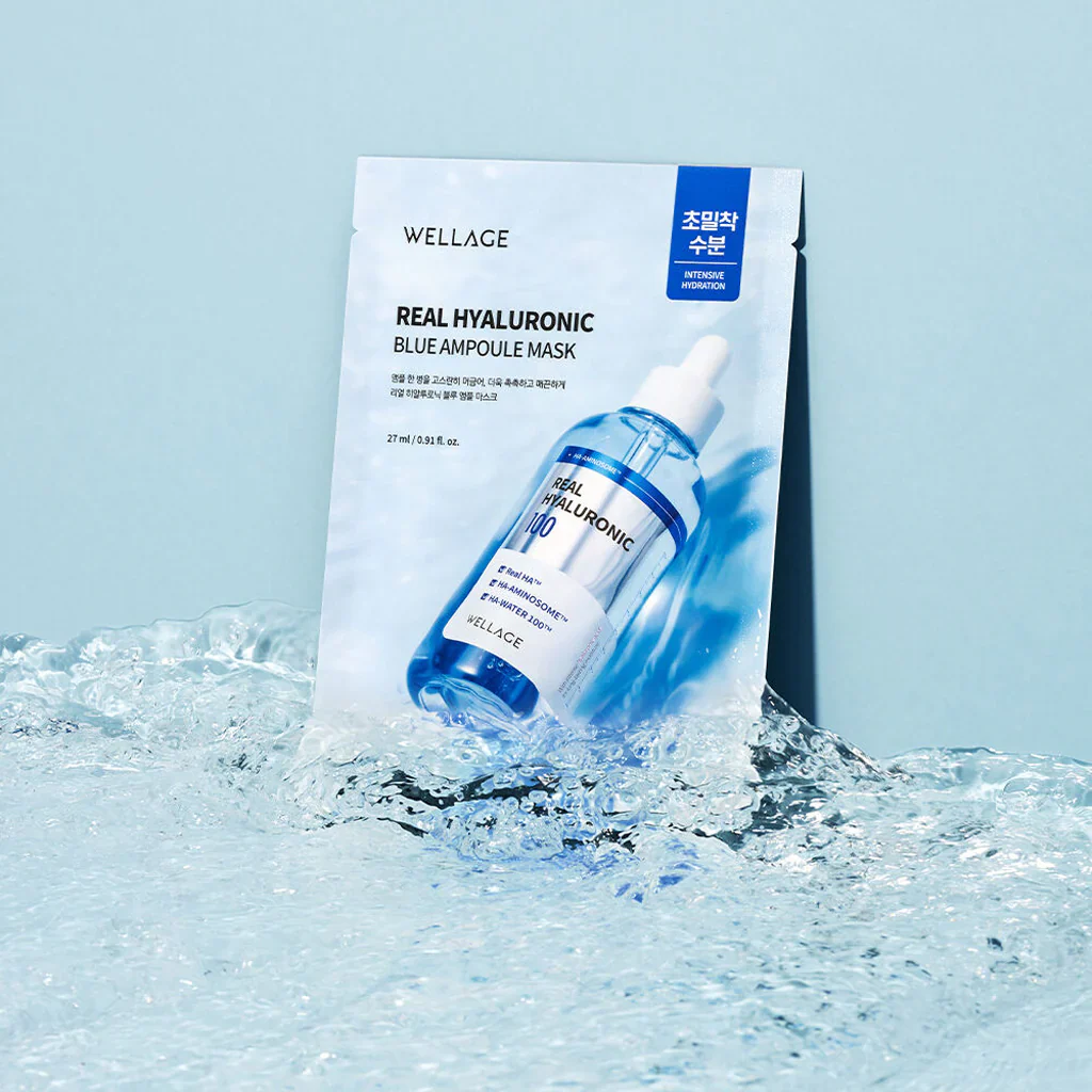 Wellage Real Hyaluronic Blue Ampoule Mask 5pc - Image 2