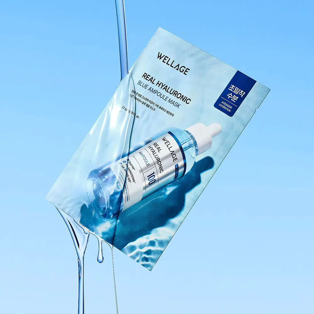 Wellage Real Hyaluronic Blue Ampoule Mask 5pc - Image 3