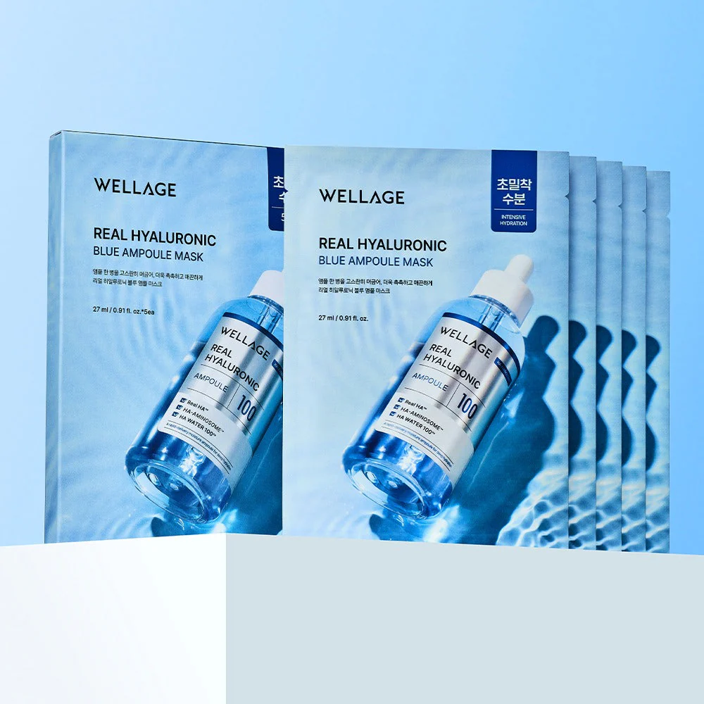 Wellage Real Hyaluronic Blue Ampoule Mask 5pc - Image 4